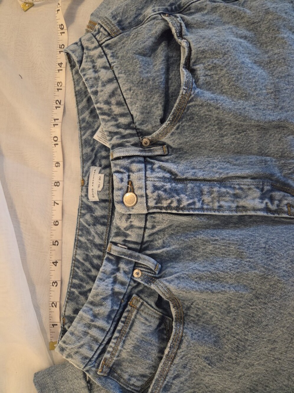 Good American Good 90's Loose Jeans High Rise Baggy Raw Hem Eco Cotton, 10/30 - Picture 4 of 15